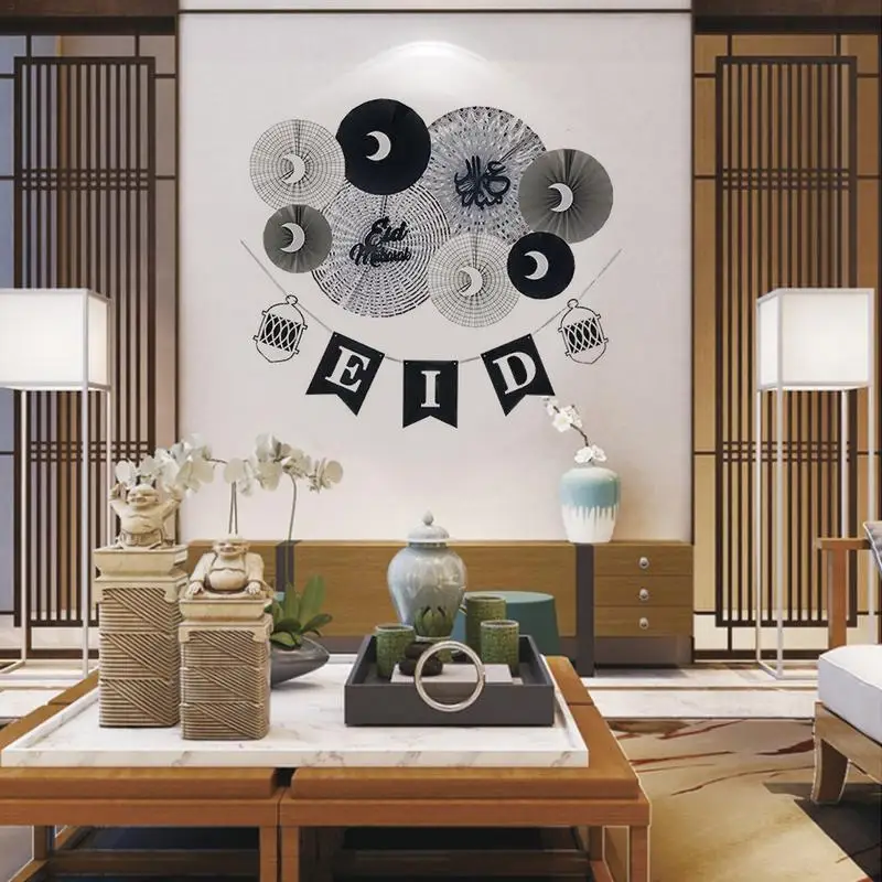 Новый Eid Мубарак баннер тематические праздничные бумажные оригами цветочный