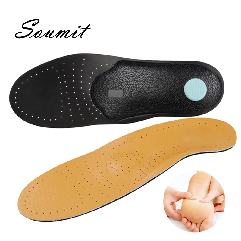 

Высококачественные кожаные ортопедические стельки Soumit 3D с поддержкой свода стопы, ортопедические стельки для обуви, вставки для обуви, сте...