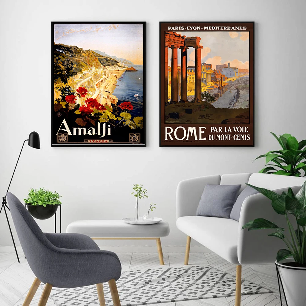 

Nordic Vintage Travel Cities Poster Greece Mexico Rome Peru Libia Italy Landscape Wall Art Prints Home Decor Canvas Painting