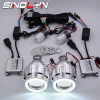 sinolyn angel eyes led projector lenses for headlight running lights bi xenon lens full kit for h7 h4 car products ballast bulbs