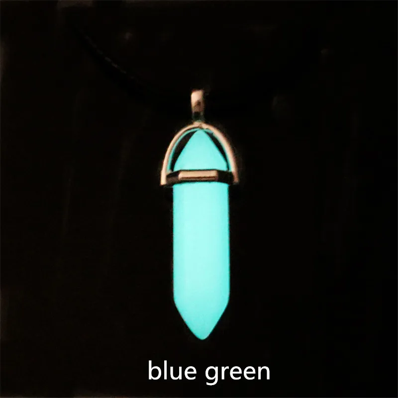 Ожерелье с шестигранной колонной и светящимся в темноте камнем флуоресцентная