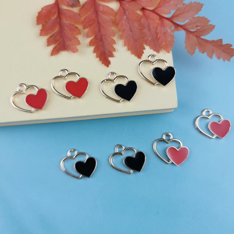 

10pcs 16*17mm Romantic Enamel Love Heart Charms for Necklaces Pendants Earrings DIY Colorful Mini Charms Jewelry Finding Making