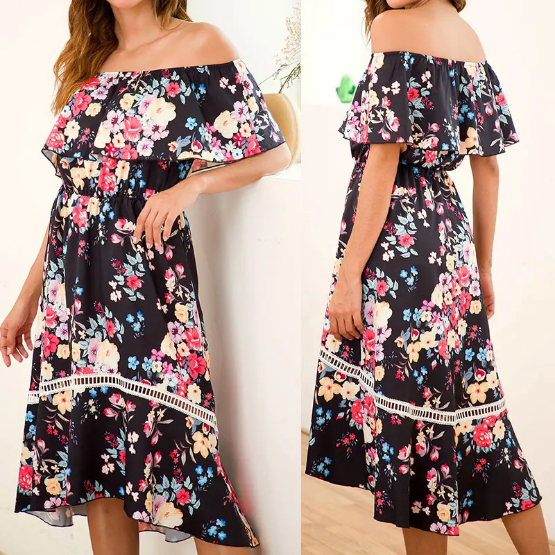 Летние пикантные вечерние платье с разрезом на шее милое Для женщин рукав