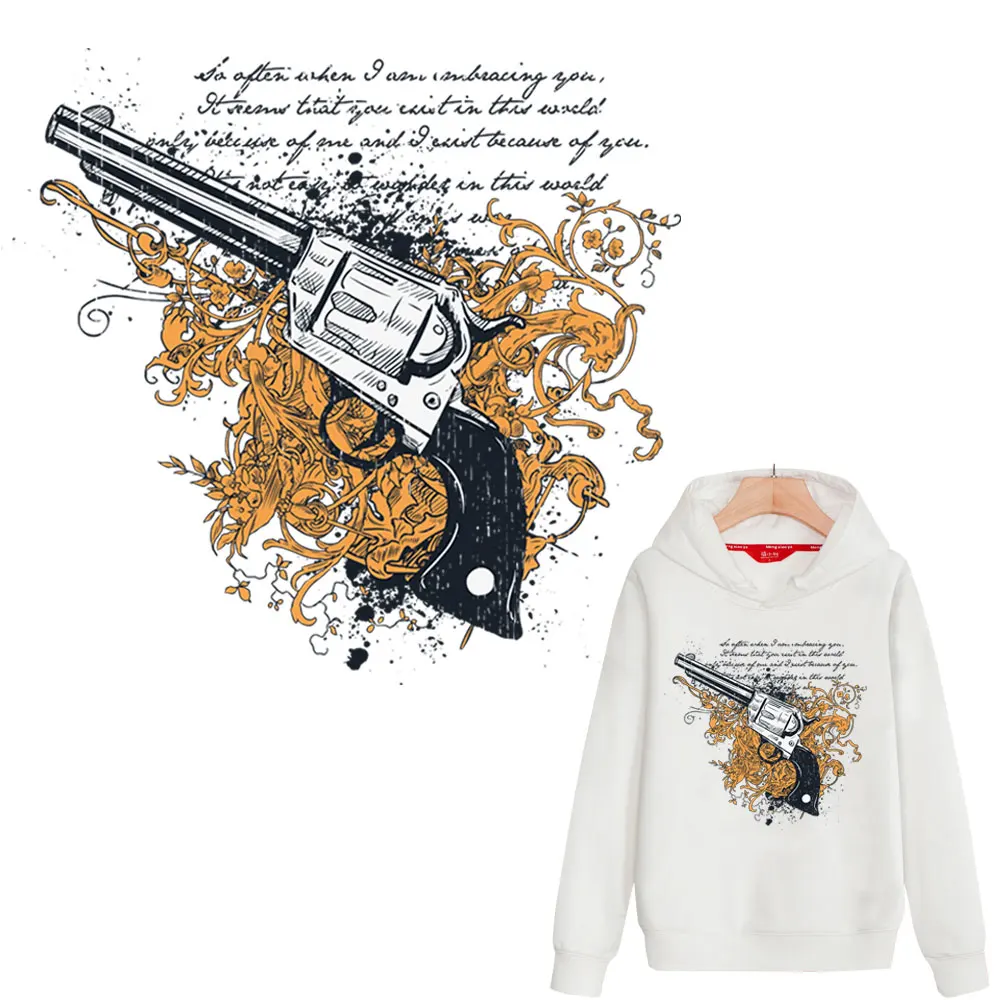 

new cool gun patches iron on clothes heat transfers for clothing transfert thermocollants T-shirt hoodie parches termoadhesivos