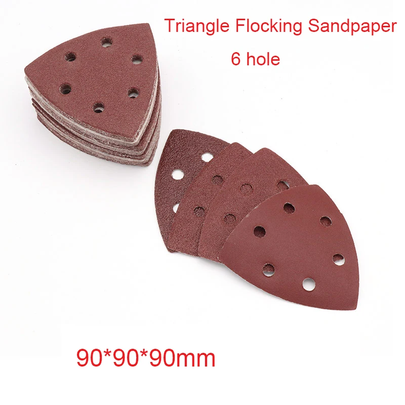 

1/5/50/100PCS Triangle Flocking Sandpaper 90*90*90mm 40-400 Grit Red Color Triangular Sand Disc For Polishing Grinding