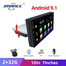 JMANCE 2G+32G Adjustable FM 1DIN 7 Inch Car Stereo Radio Android 9.1 Contact Screen GPS Navigation Car Radio Player
