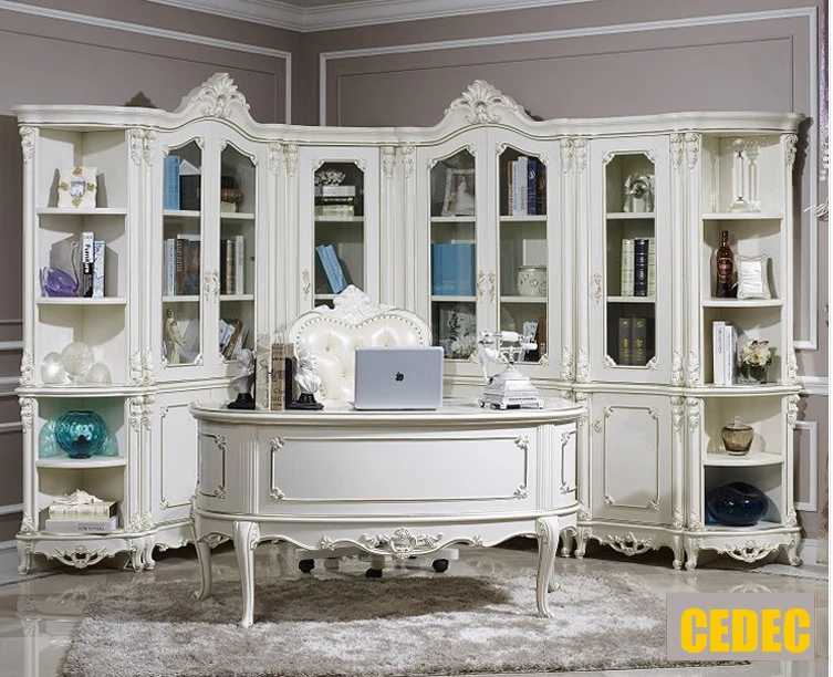 (1 учебный стол + 5 шт. книжных шкафов) Европейская Современная Белая мебель для