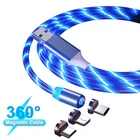 Магнитный кабель со светодиодной подсветкой 3 в 1, USB Type C, Сверхбыстрая Зарядка для Xiaomi, Samsung, Android, шнур зарядного устройства