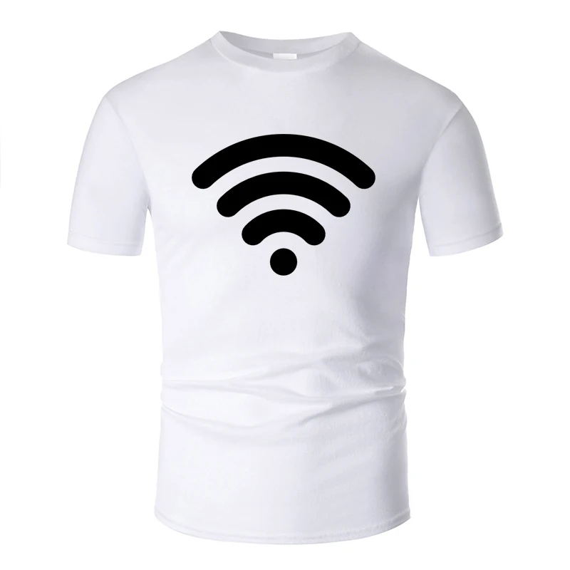 Wifi Line Art O образным вырезом хлопковая футболка для мужчин и женщин унисекс летняя