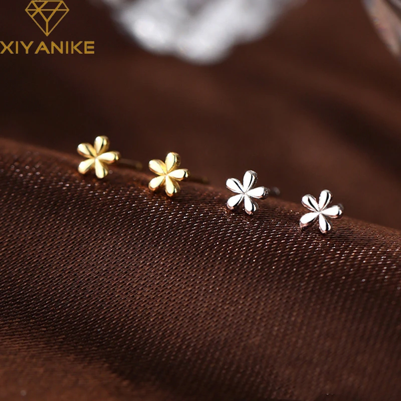 

XIYANIKE Silver Color Mini Flowers Stud Earrings For Women Sweet Romantic Prevent Allergy Handmade Jewelry Birthday Gift