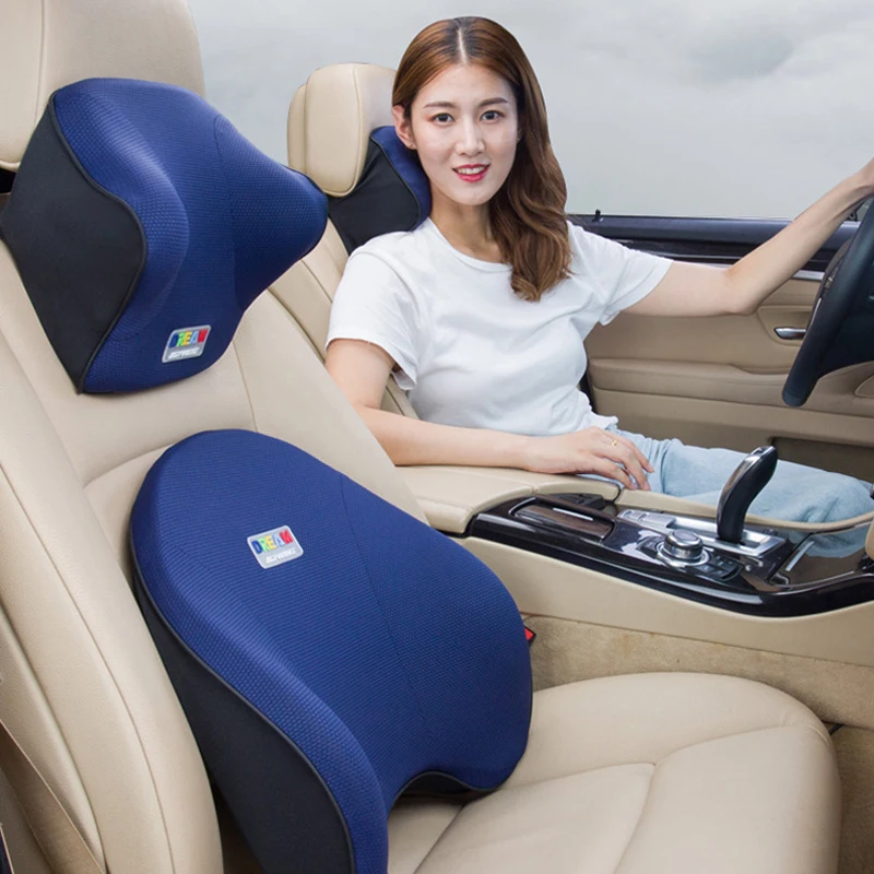 

JINSERTA Car Neck Pillow Memory Foam Headrest Auto Travel Pillow Seat Back Cushion Adjustment Lumbar Support For Car Accessories