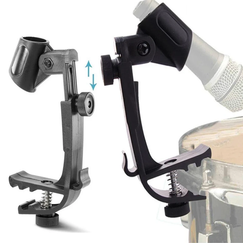 

2Pcs Adjustable Anti Shake Drum Microphone Clamps Clips Mic Snare Clip Holders
