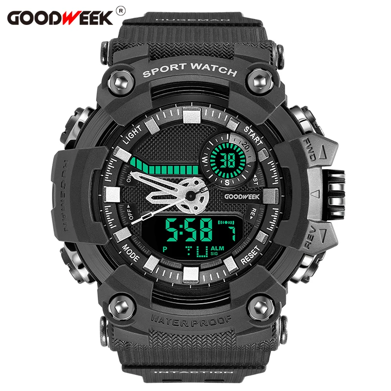 GOODWEEK военные водонепроницаемые мужские спортивные часы многофункциональные