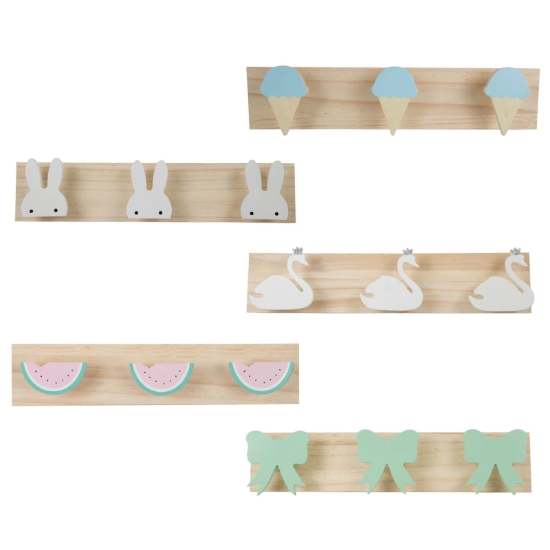 

Simple Design 3 Hooks Wall Mounted Coat Rack Wooden Clothes Pegs Rustic Finish Decorative Household Storage Collection