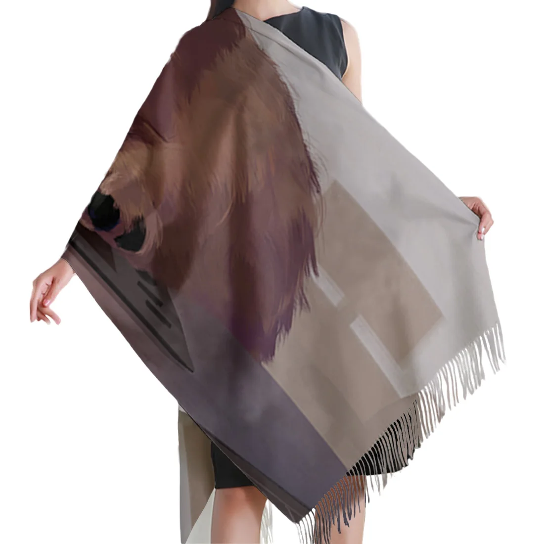 Женский кашемировый шарф тонкая леди Спящая собака иллюстрация шали и