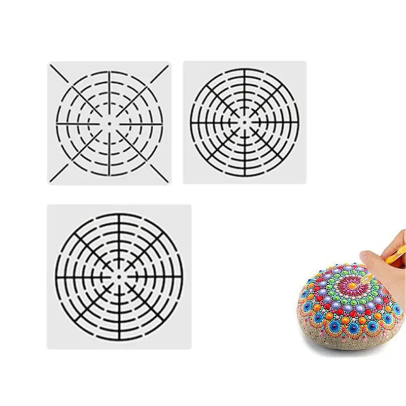 

H05B 33pcs Mandala Dotted Tools Set for Painting Rock Stones Stencil Stick Drawing Pen Paint Tray