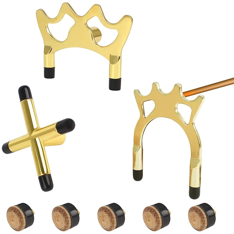 

3Pcs Billiard Head Bridge Cue with 5Pcs 12mm Pool Cue Tip,Cue Rest Cross Spider Non-Slip Cue Kit,Billiard Accessories