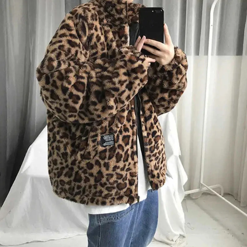 Куртка Мужская/женская с леопардовым принтом на молнии капюшоном | Мужская