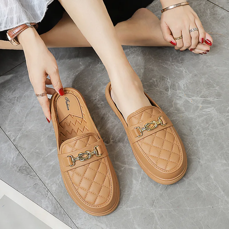 

Women Flat Shoes Women Slippers PU Solid Color Waterproof and Non Slip Round Shape Breathable Women Loafers Women Shoes Flats