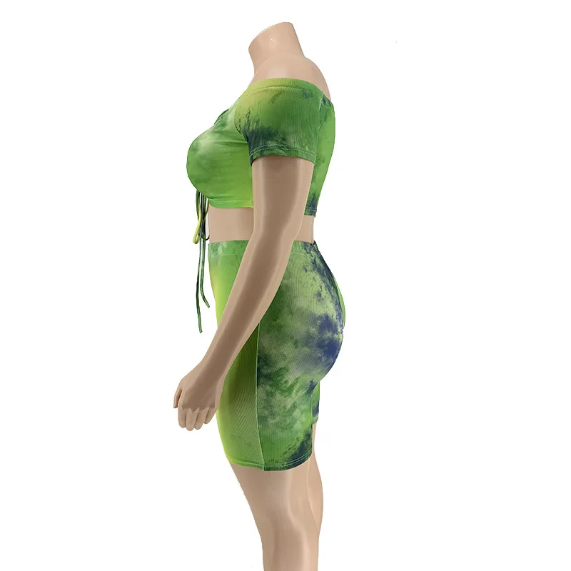 

Plus Size 2 Piece Set Women Tie Dye Short Set Sexy Crop Top and Short Set 2 Piece Sets Womens Outfits Summer Conjuntos De Verano