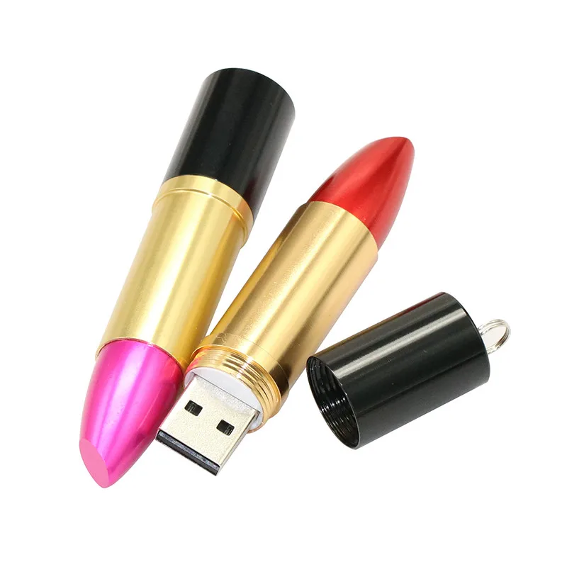 Популярный подарок для девочек, USB флеш-накопитель, 128 ГБ, розовая, красная металлическая помада, 4 Гб, флешка, 16 ГБ, 32 ГБ, флешка, 64 ГБ, USB карта памяти, 8 Гб