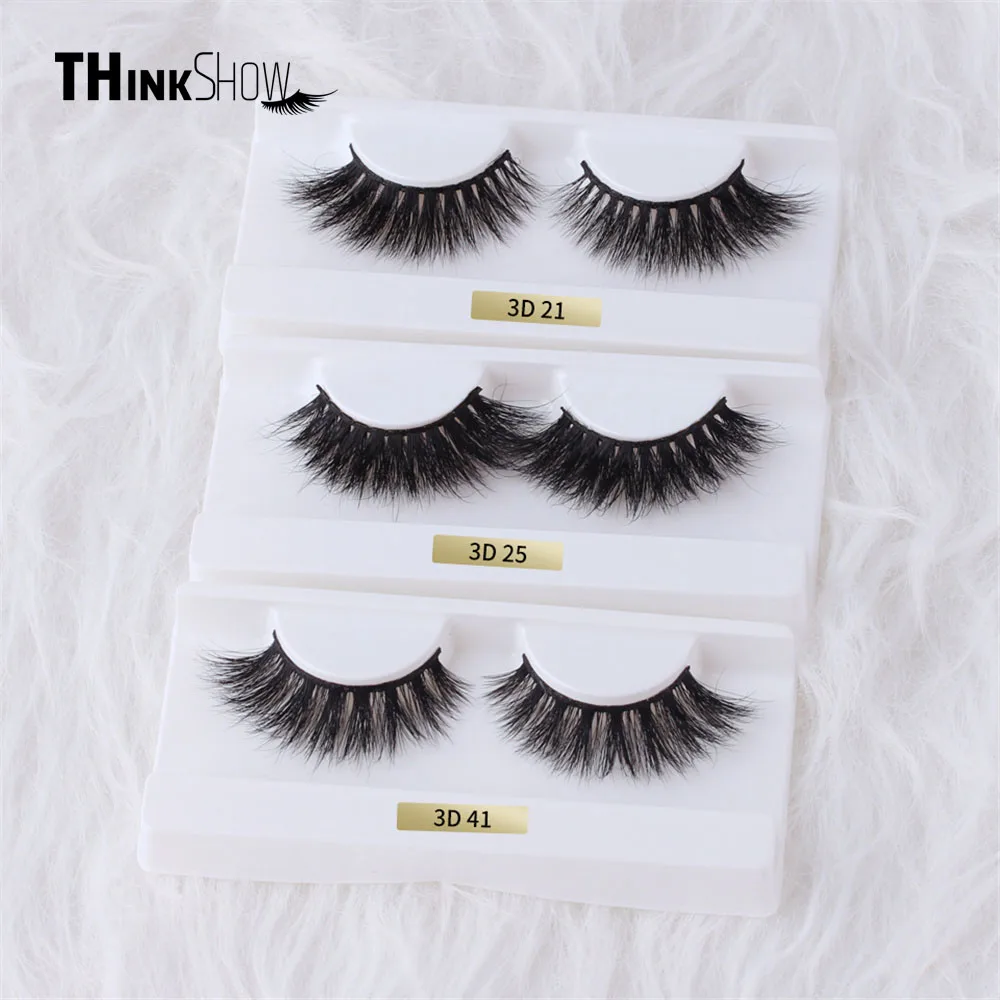 

Thinkshow 3D Mink Lashes Natural False Lashes Eyelashes Dramatic Volume Fake Lashes Makeup Eyelash Extension Silk 3D Eyelashes