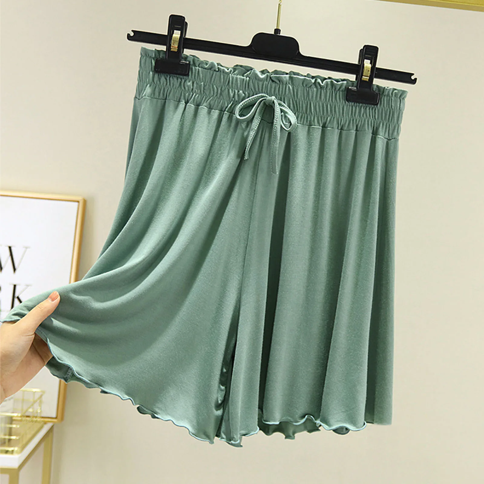 

Women's Fashion Loose High-Waisted Wide-Legged Shorts Pants Lace Drawstring Wide-leg Pants Casual Pants