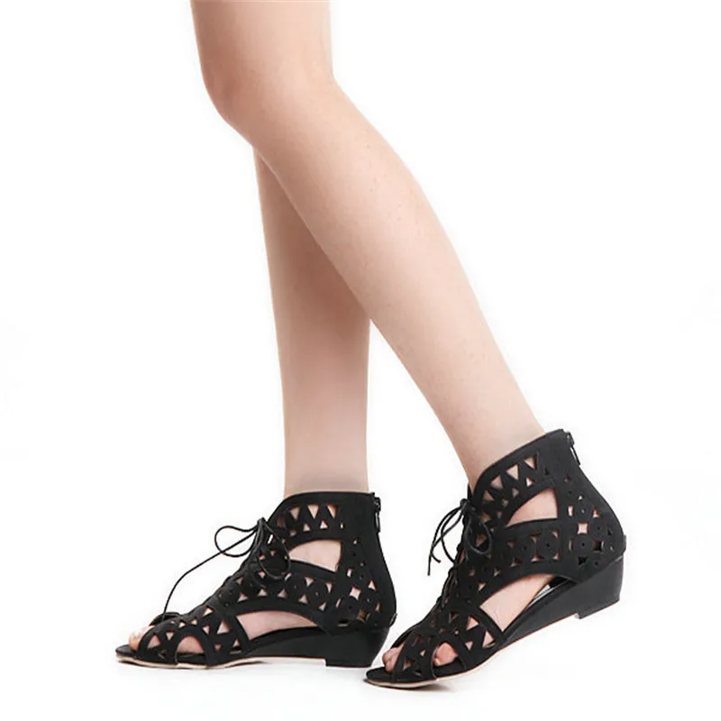 Богемные летние туфли на низкой танкетке с открытым носком пляжные женские