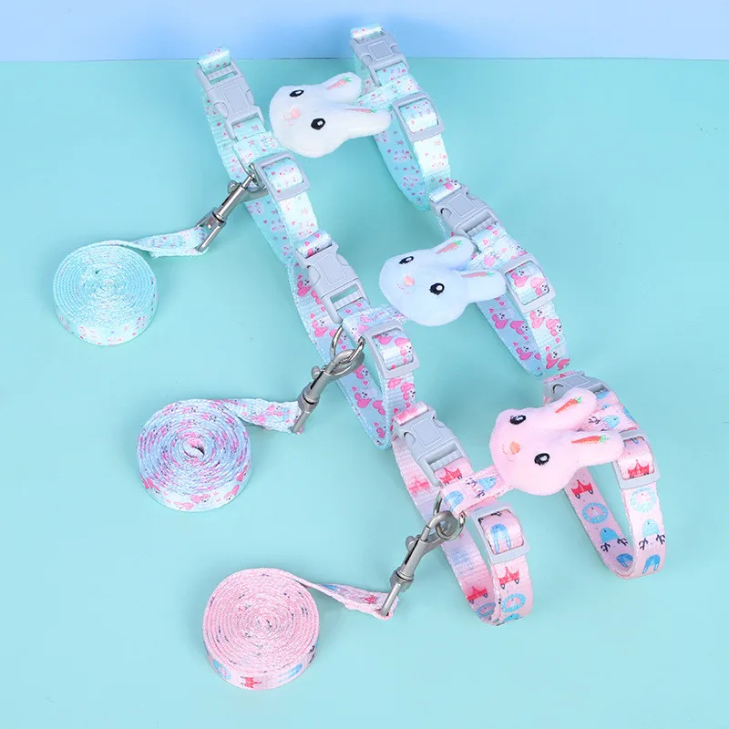 

New Cat Dog Collar Harness Leash Adjustable Nylon Pet Traction Cat Print Halter Collar Cats Products Reflective Pet Harness Belt