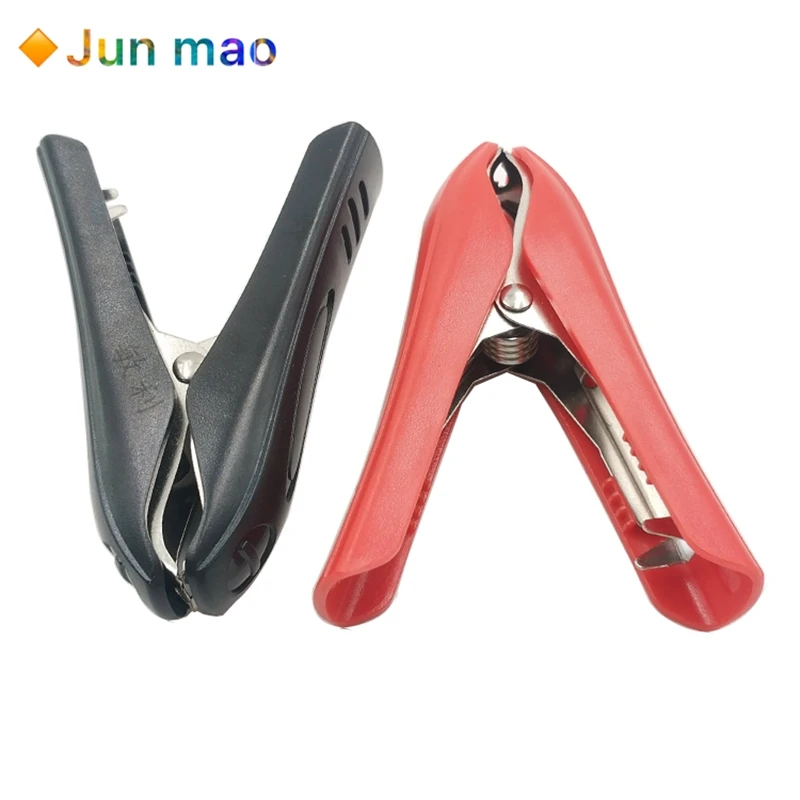 

2pcsNickel plated 85 mm alligator clip automobile battery connecting wire clamp Red + black