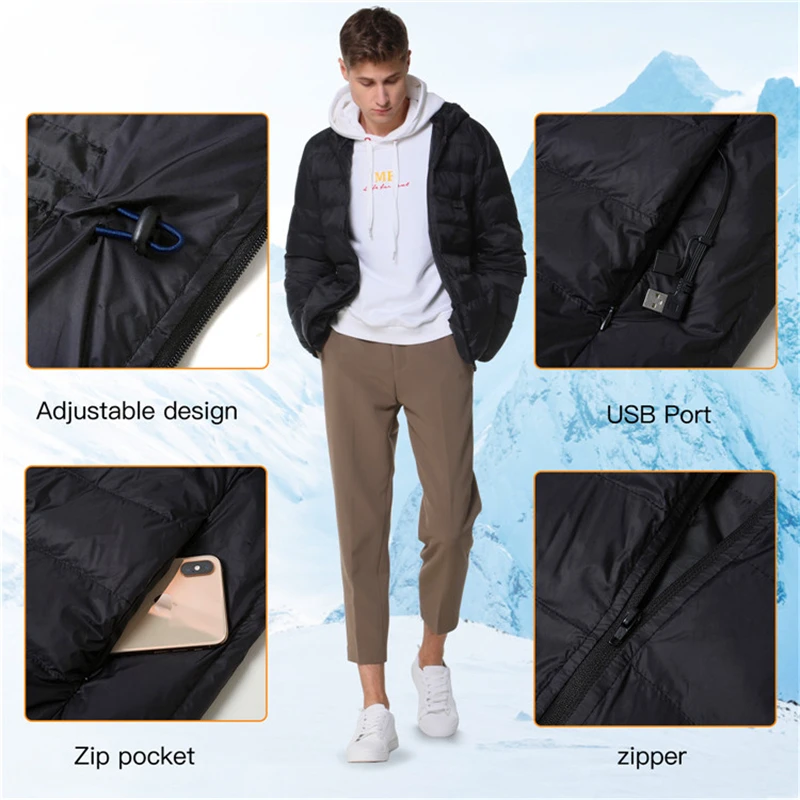 VINMORI утепленный пуховик перезаряжаемый жилет с подогревом для спорта на открытом