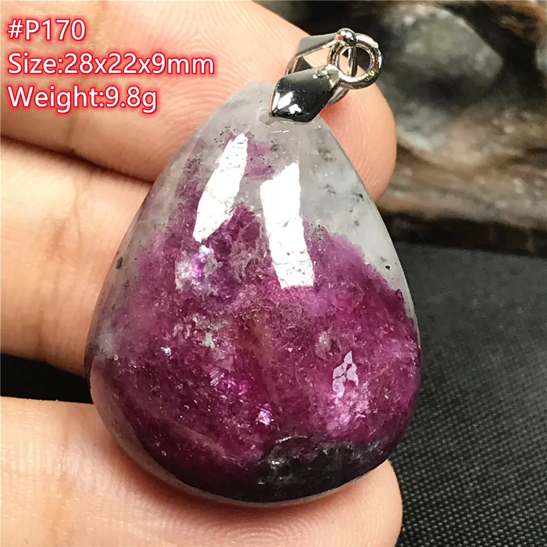 

Top Natural Ruby Zoisite Tumbled Stone Pendant Jewelry For Women Men Wealth Love 28x22x9mm Beads Crystal Silver Gemstone AAAAA