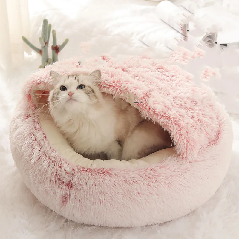 

New style plush kennel, crystal velvet warmth, round half-pack cat litter, deep sleep plush round kennel, comfortable and warm