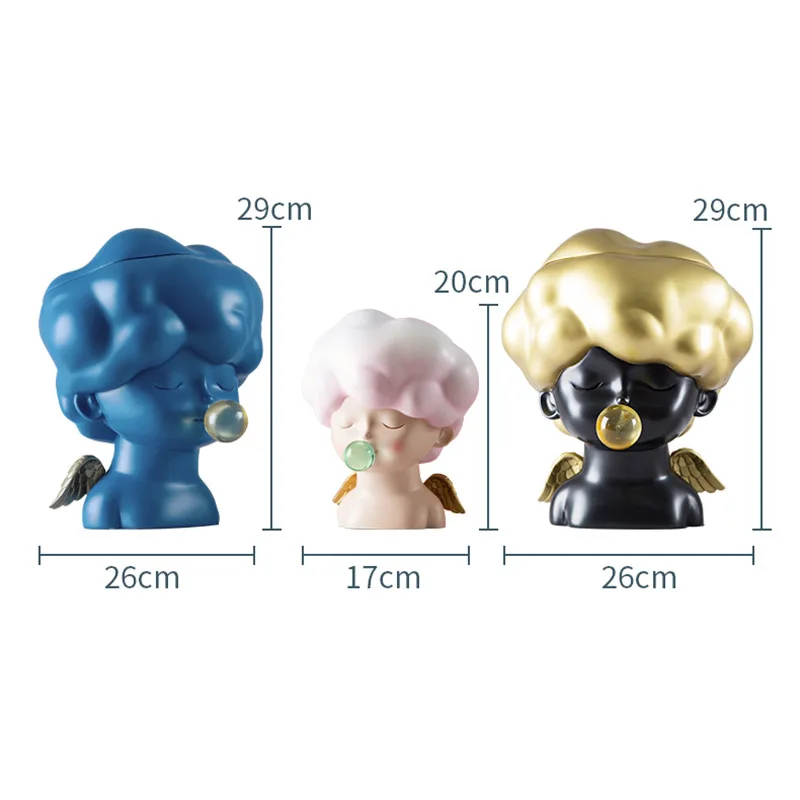 

Lovely Bubble Gum Boys and Girls Decoration Resin Blue Angel Tissue Box Creative Figures Sculpture Crafts Home Decoration Gifts
