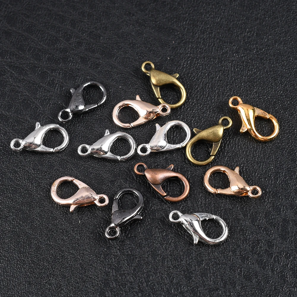 20Pcs/Lot 12*8mm Shape Lobster Clasps Bracelets Necklaces Hooks Chains Closure Accessories for Jewelry Making Supplies