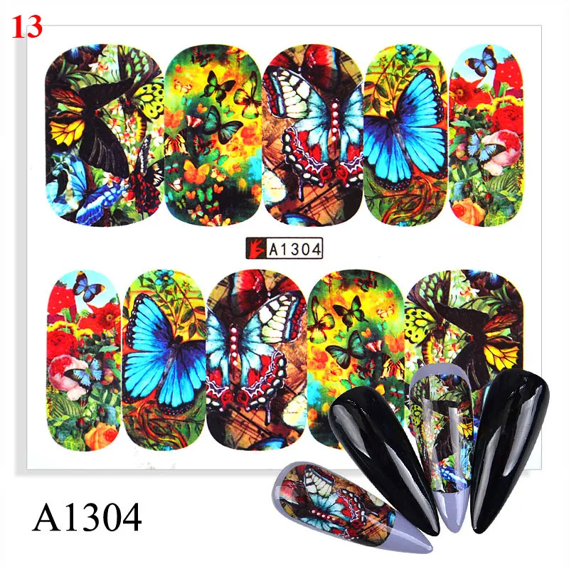 

Full Cover Nail Stickers Nails Art Decoration Flower Butterfly Design Self Adhesive Nail Sticker Nail Accesoires Nail Sticker se