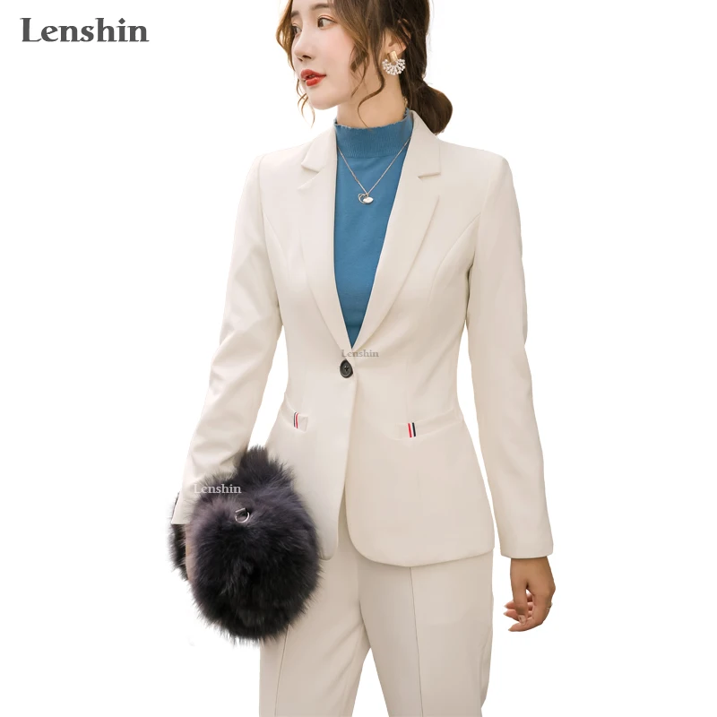 Lenshin высококачественный комплект из 2 предметов модный брючный костюм офисный