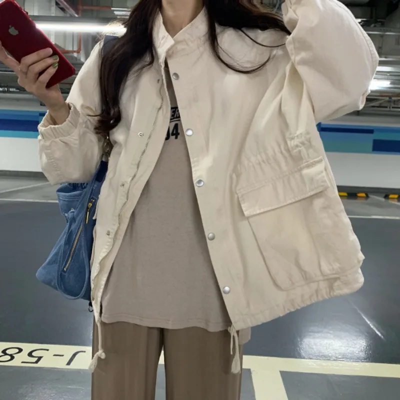 

2021 Fall Women Solid Zipper Jackets High Street Coats Female New Loose Harajuku Korean Oversize All-match Trench Coat Black