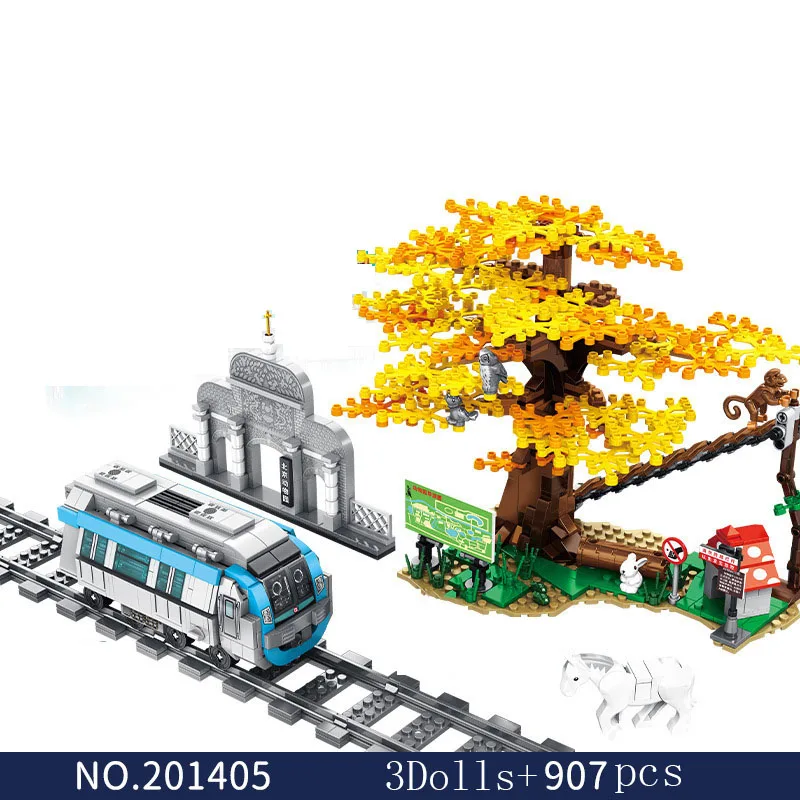 Город Пекин Гонконг метро линия блок Набор DIY железнодорожная станция треки