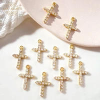 10pcs 2215mm punk crystal cross charms pendant for jewelry making golden alloy cross diy necklaces earrings accessory wholesale
