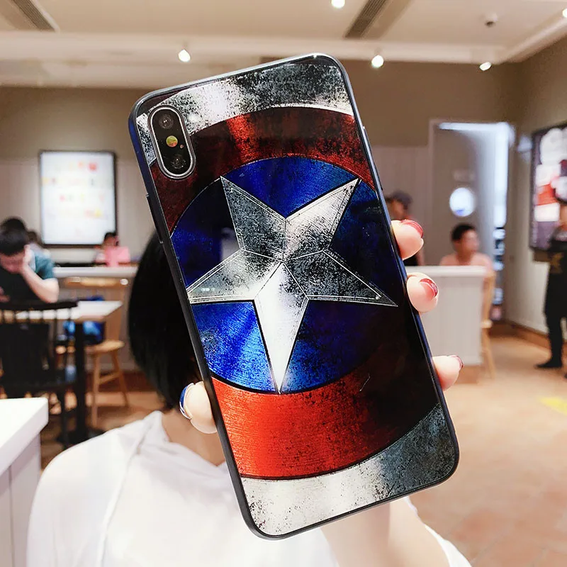 Стеклянный чехол для телефона Marvel Hero Капитан Америка iPhone 11 Pro Max XSmax XR XS X 10 8 7 с