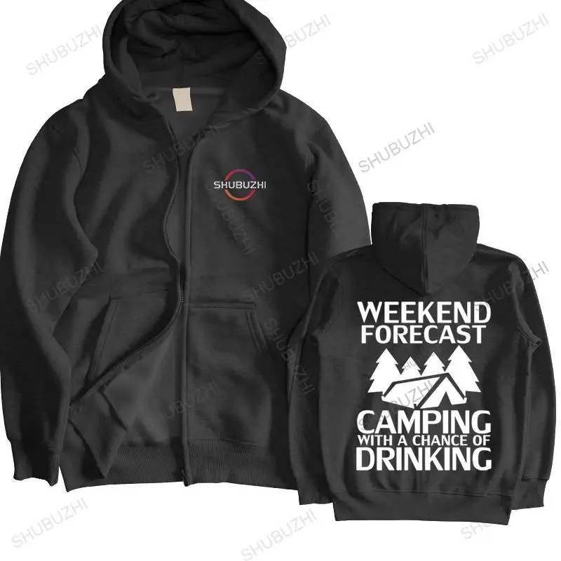 

Mens autumn winter cotton hoodie loose coat Weekend Forecast Campings With A Chance Of Drinking men's brand sweatshirt jacket