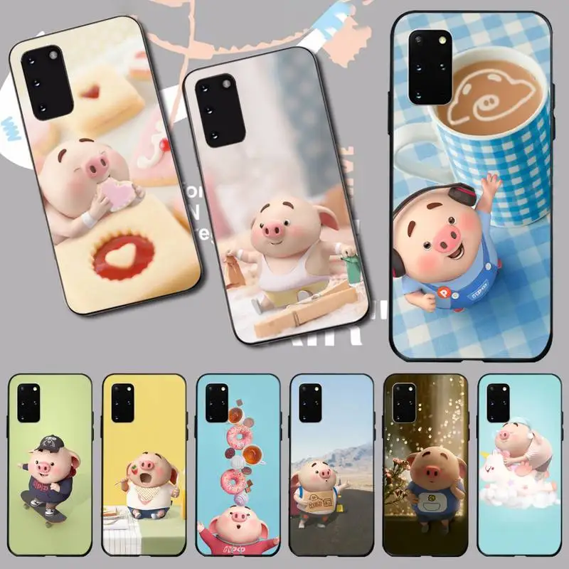 

PENGHUWAN Pig little fart Black TPU Soft Phone Case Cover for Samsung S20 plus Ultra S6 S7 edge S8 S9 plus S10 5G