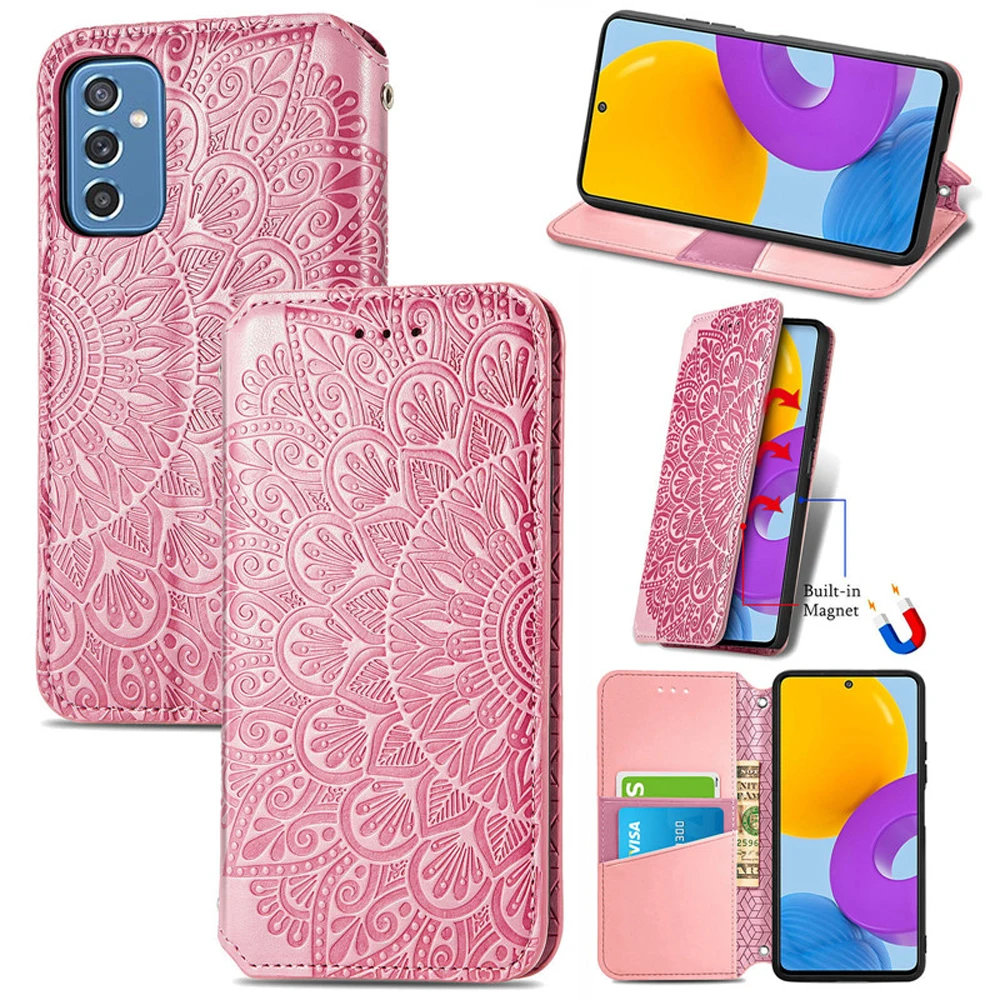 

M52 5G Magnetic Luxury Emboss Leather Wallet Case for Samsung Galaxy M52 Flip Case for Galaxy M52 Shell M 52 Phone Funda Cover