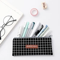plaid dot pattern zipper pen bag holder pencil case stationery storage pouch