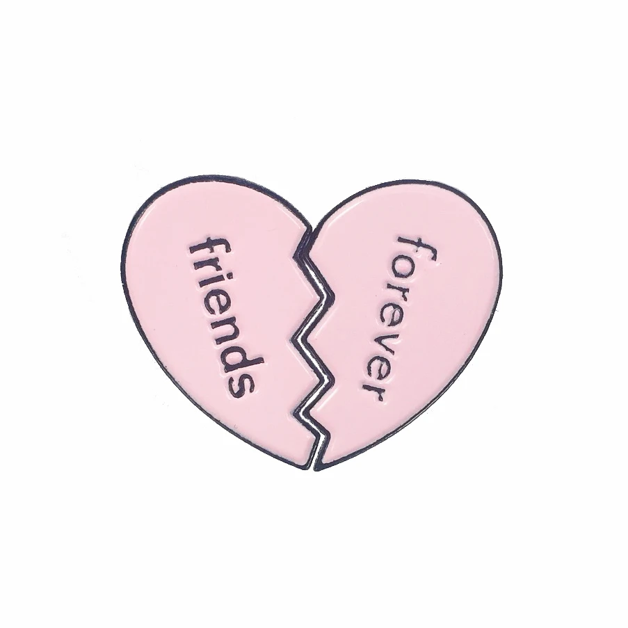 Металлическая эмалированная брошь в виде розового разбитого сердца милая модная