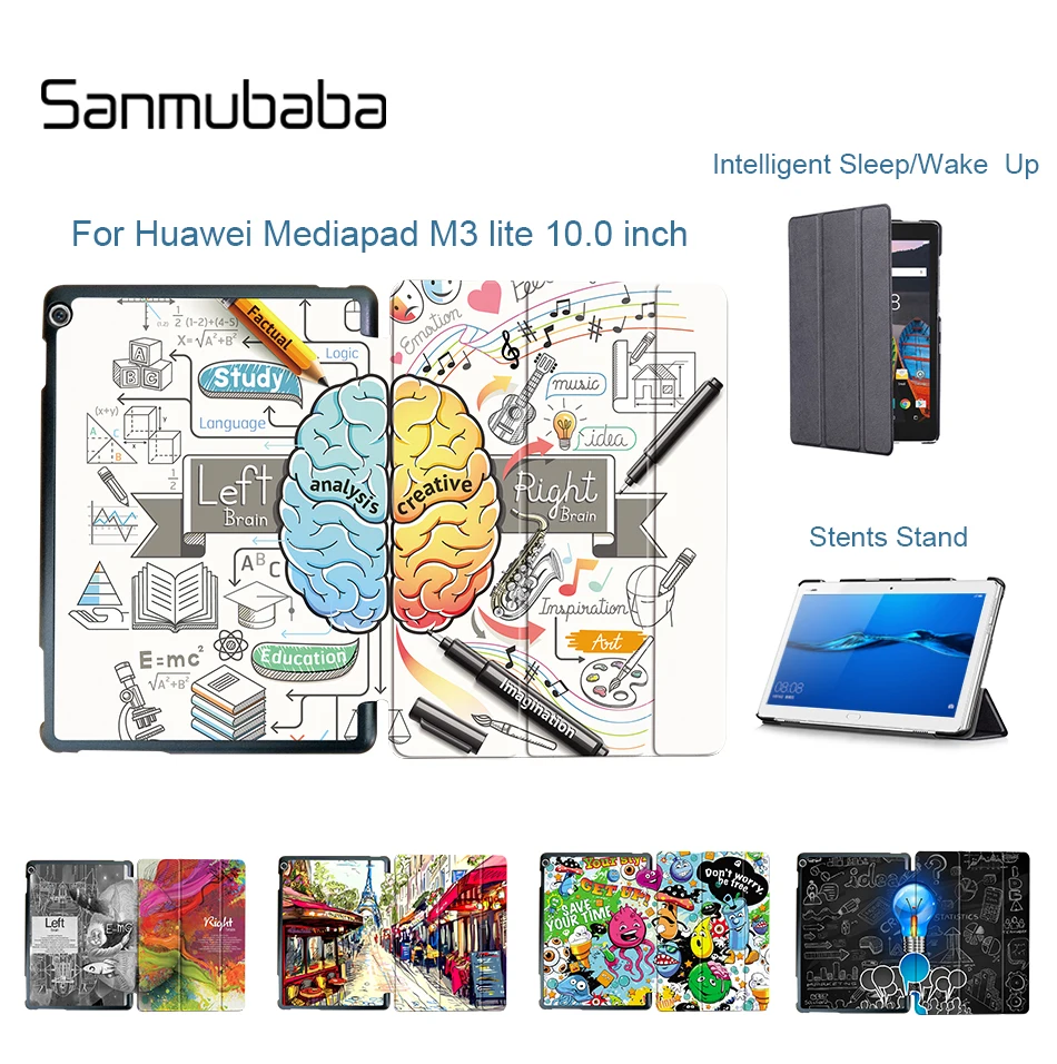 Чехол Sanmubaba для huawei MediaPad M3 Lite 10 BAH-W09 BAH-AL00 10,1 ''PU кожаный флип-стенд смарт-чехол Защитный чехол для планшета