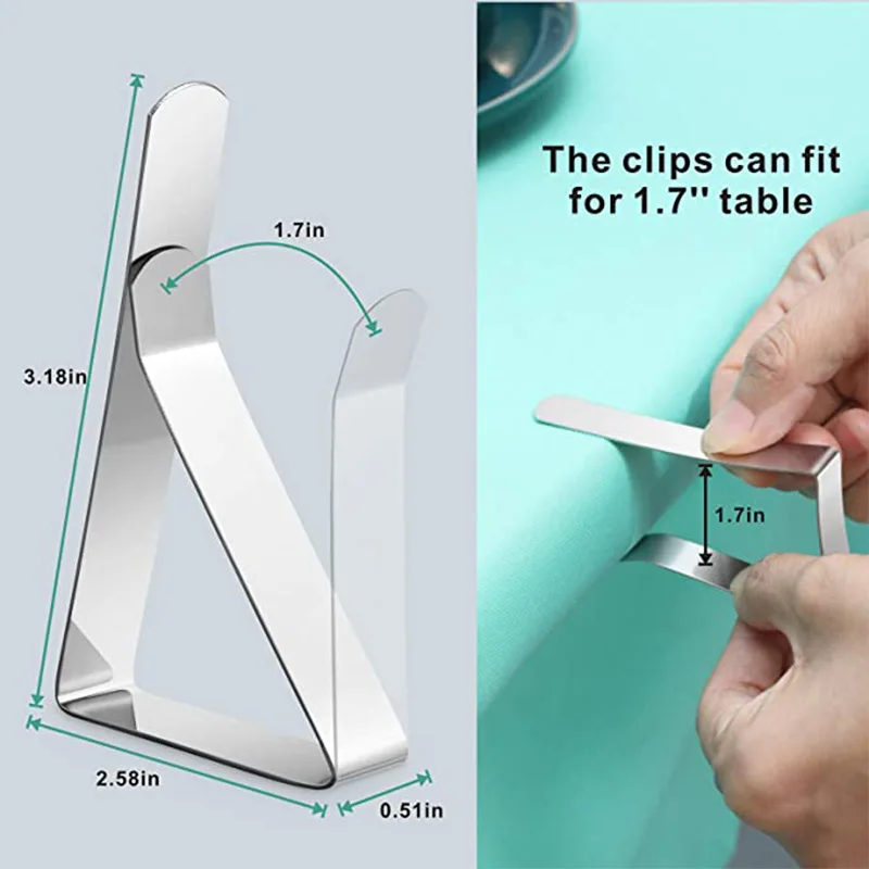 

12pcs Stainless Steel Tablecloth Clips Decorative Tablecloth Clamp Holder Table Cover Clamps For Home Picnic Wedding Pinzas Ropa