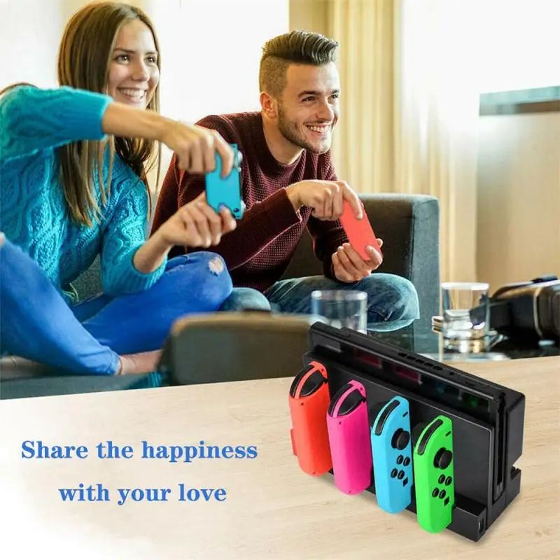 Новинка быстрое зарядное устройство с выключателем NS Joy Con 4 слотами Подставка для
