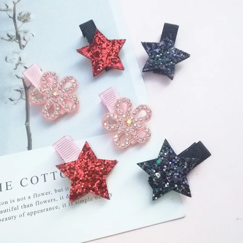 6 шт./компл. Новые блестящие заколки для волос в виде цветов rehinestone девочек звезды